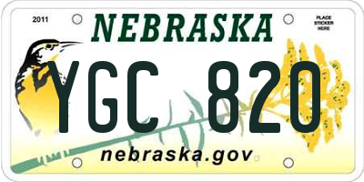 NE license plate YGC820