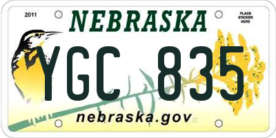 NE license plate YGC835