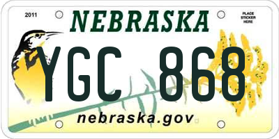 NE license plate YGC868
