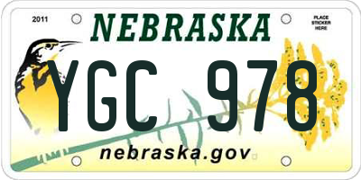 NE license plate YGC978