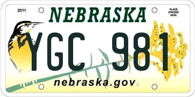 NE license plate YGC981