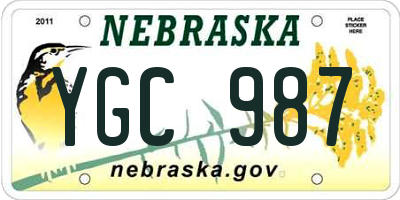 NE license plate YGC987
