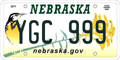NE license plate YGC999