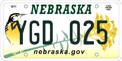 NE license plate YGD025