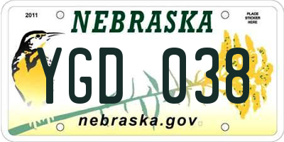 NE license plate YGD038