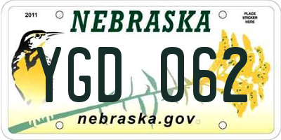 NE license plate YGD062