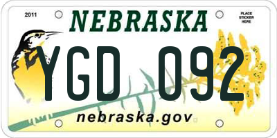 NE license plate YGD092