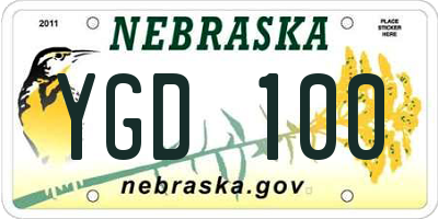NE license plate YGD100