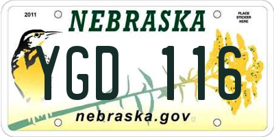 NE license plate YGD116