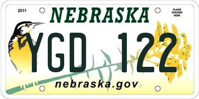 NE license plate YGD122