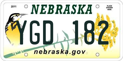 NE license plate YGD182