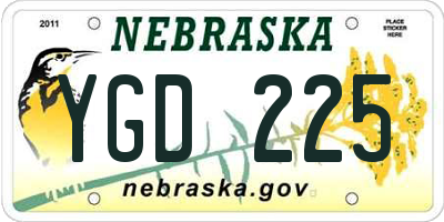 NE license plate YGD225