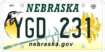 NE license plate YGD231
