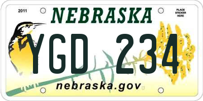 NE license plate YGD234