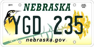 NE license plate YGD235
