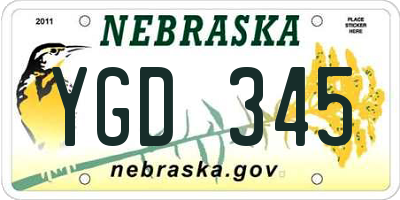 NE license plate YGD345