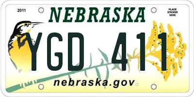 NE license plate YGD411