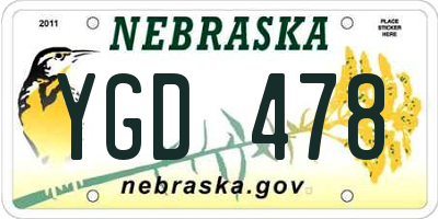 NE license plate YGD478