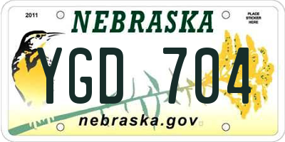 NE license plate YGD704