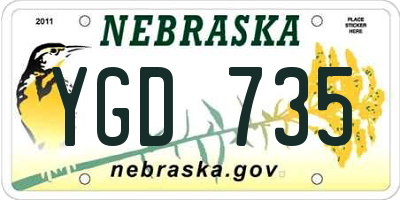 NE license plate YGD735