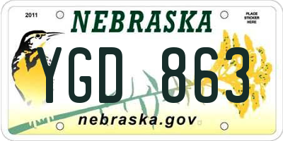 NE license plate YGD863