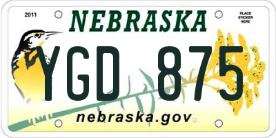 NE license plate YGD875