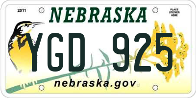 NE license plate YGD925