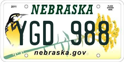 NE license plate YGD988