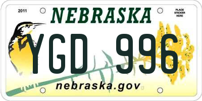 NE license plate YGD996