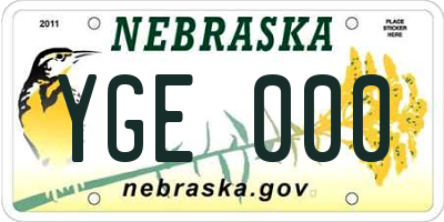 NE license plate YGE000