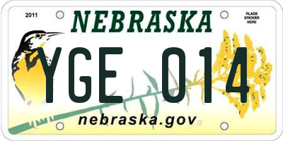 NE license plate YGE014