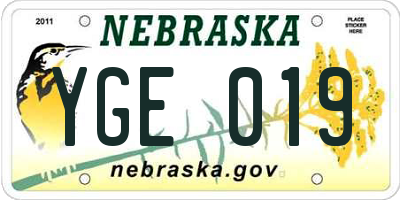 NE license plate YGE019