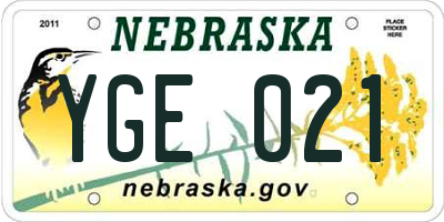 NE license plate YGE021