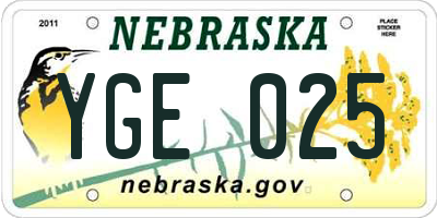 NE license plate YGE025