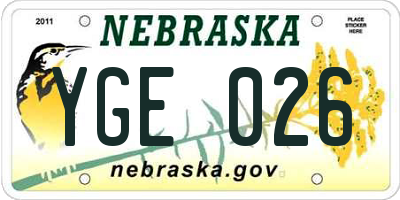 NE license plate YGE026