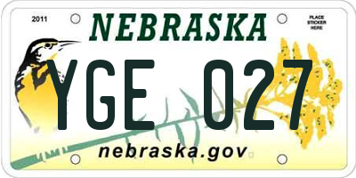 NE license plate YGE027