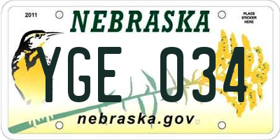 NE license plate YGE034