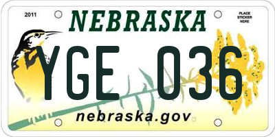 NE license plate YGE036