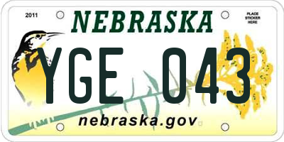 NE license plate YGE043