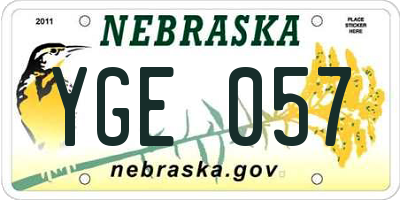 NE license plate YGE057