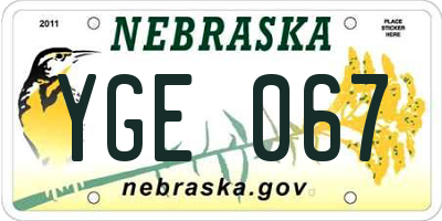 NE license plate YGE067