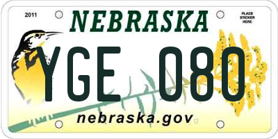 NE license plate YGE080