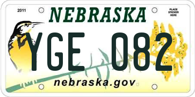 NE license plate YGE082