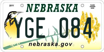 NE license plate YGE084