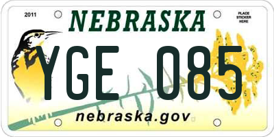 NE license plate YGE085