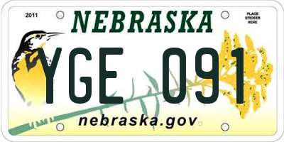 NE license plate YGE091