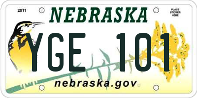 NE license plate YGE101