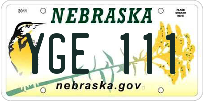 NE license plate YGE111