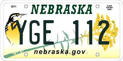 NE license plate YGE112