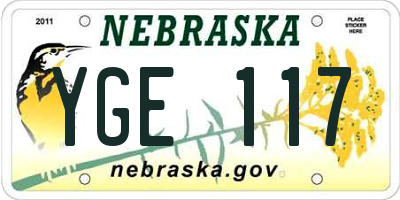 NE license plate YGE117